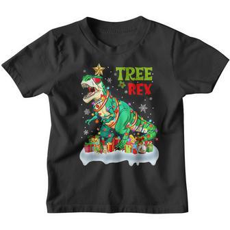 Christmas Dinosaur Tree Rex Pajamas Men Boys Xmas Lights V15 Youth T-shirt - Thegiftio UK