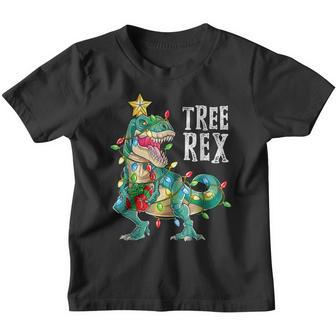 Christmas Dinosaur Tree Rex Pajamas Men Boys Xmas Lights V24 Youth T-shirt - Thegiftio UK