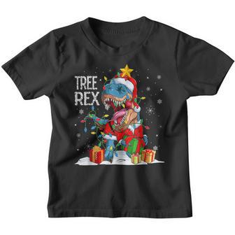 Christmas Dinosaur Tree Rex Pajamas Men Boys Xmas Lights V7 Youth T-shirt - Thegiftio UK