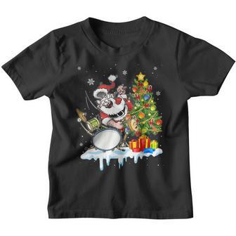 Christmas Drum And Santa Drummer Tree Funny Xmas Lover Gifts Youth T-shirt - Thegiftio UK