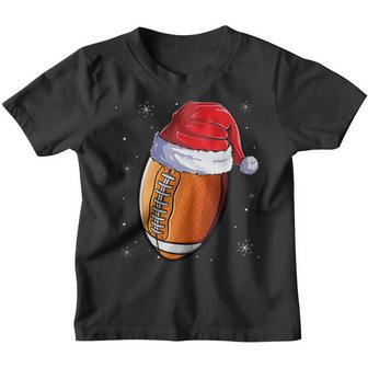 Christmas Football Ball Santa Hat Funny Sport Xmas Men Boys Youth T-shirt - Thegiftio UK