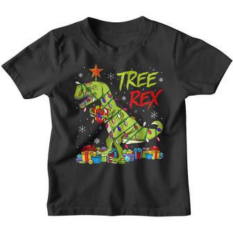 Christmas For Kids Boys Tree T Rex Dinosaur Xmas Youth T-shirt - Thegiftio UK