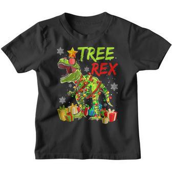 Christmas For Kids Boys Tree T Rex Dinosaur Xmas Youth T-shirt - Thegiftio UK