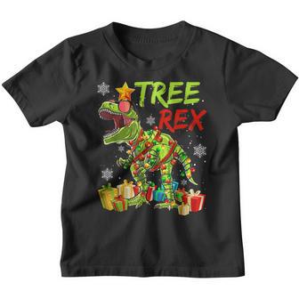 Christmas For Kids Boys Tree T Rex Dinosaur Xmas Youth T-shirt - Thegiftio UK