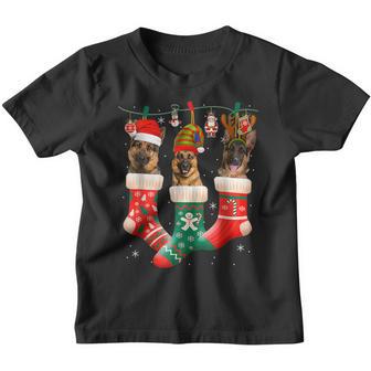 Christmas German Shepherd Sock Xmas Reindeer Santa Elf Dog V2 Youth T-shirt - Thegiftio UK