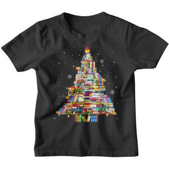 Christmas Library Tree Lights For Librarian And Book Lover Youth T-shirt - Thegiftio UK