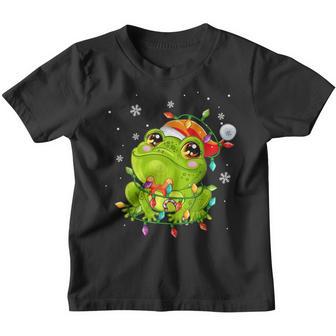 Christmas Lights Frog Wearing Xmas Hat - Funny Frog Lover Youth T-shirt - Thegiftio UK