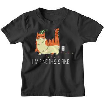 Christmas Lights Im Fine Everything Is Fine Ugly Cat Fat Youth T-shirt - Thegiftio UK