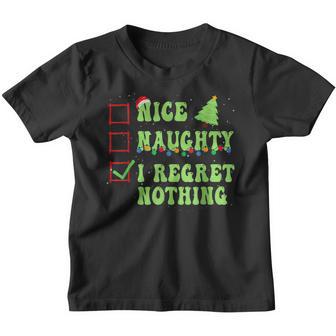 Christmas Nice Naughty I Regret Nothing Women Men Kids Youth T-shirt - Thegiftio UK