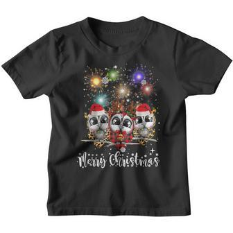 Christmas Owl Cute Christmas Lights Reindeer Santa Owl Lover Youth T-shirt - Thegiftio UK
