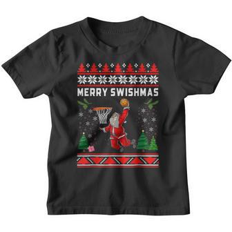 Christmas Santa Claus Dunking A Basketball Boys Kids Xmas Youth T-shirt - Thegiftio UK