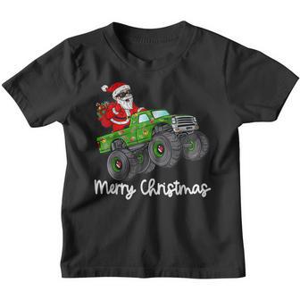 Christmas Santa Claus Riding Monster Truck Boys Kids Xmas Youth T-shirt - Thegiftio UK