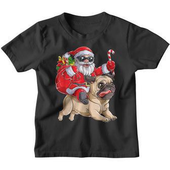Christmas Santa Claus Riding Pug Xmas Boys Men Pugmas Dog Youth T-shirt - Thegiftio UK