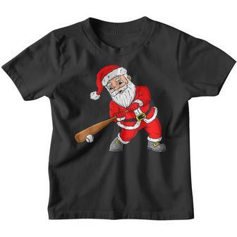 Christmas Santa Claus With Baseball Bat Boys Kids Ns Xmas Youth T-shirt - Thegiftio UK