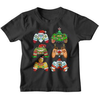 Christmas Santa Elf Gaming Controllers Snowman Boys Kids V2 Youth T-shirt - Thegiftio UK