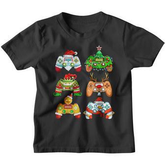 Christmas Santa Elf Gaming Controllers Snowman Boys Kids V7 Youth T-shirt - Thegiftio UK