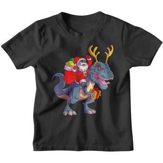 Christmas Santa Riding Dinosaur Deer Xmas Kids Boys Men V3 Youth T-shirt - Thegiftio UK