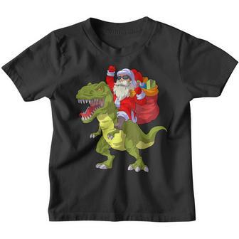 Christmas Santa Riding Dinosaur Xmas Kids Boys Men V2 Youth T-shirt - Thegiftio UK