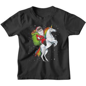 Christmas Santa Riding Unicorn Horse Girls Kids Women Pajama Youth T-shirt - Thegiftio UK