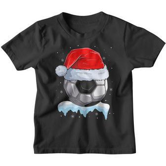 Christmas Soccer Ball Santa Hat Funny Sport Xmas Boys Men V2 Youth T-shirt - Thegiftio UK