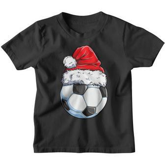 Christmas Soccer Ball Santa Hat Funny Sport Xmas Boys Men Youth T-shirt - Thegiftio UK