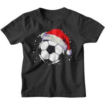 Christmas Soccer Ball Sport Santa Hat Xmas Boys Men Kids Youth T-shirt - Thegiftio UK