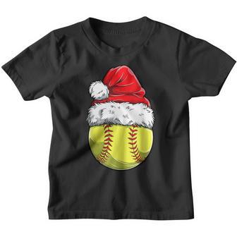 Christmas Softball Ball Santa Hat Xmas Girls Catcher Pitcher V4 Youth T-shirt - Thegiftio UK