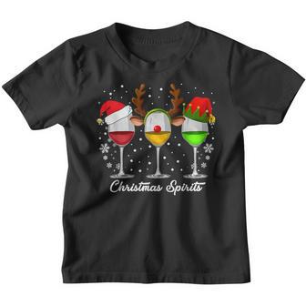Christmas Spirits Glasses Of Wine Xmas Funny Holiday Party V2 Youth T-shirt - Thegiftio UK
