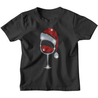 Christmas Wine - Funny Xmas Red Wine Glass Santa Pajamas Pj Youth T-shirt - Thegiftio UK