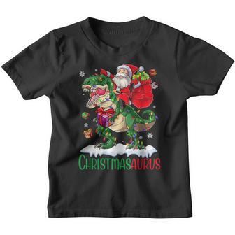 Christmasaurus Santa Riding Dinosaur Christmas Kids Toddler Youth T-shirt - Thegiftio UK