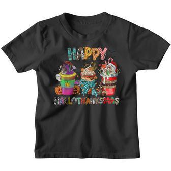Coffee Halloween Thanksgiving Christmas Happy Hallothanksmas V3 Youth T-shirt - Thegiftio UK
