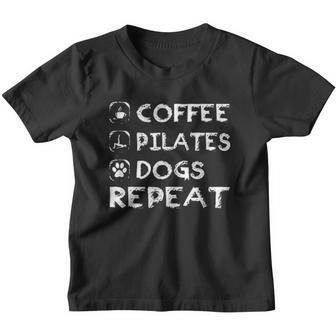 Coffee Pilates Dogs Repeat Pilates Youth T-shirt - Thegiftio UK
