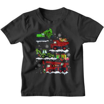 Construction Vehicle Christmas Red Trucks Winter Boys Kids V10 Youth T-shirt - Thegiftio UK