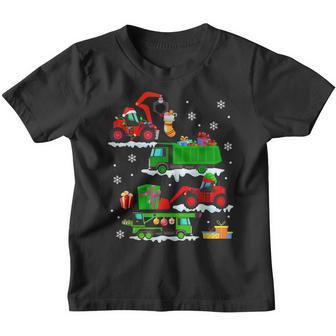 Construction Vehicle Christmas Red Trucks Winter Boys Kids V11 Youth T-shirt - Thegiftio UK