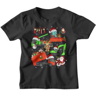 Construction Vehicle Christmas Red Trucks Winter Boys Kids V12 Youth T-shirt - Thegiftio UK