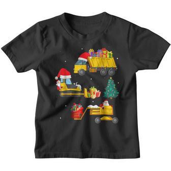 Construction Vehicle Christmas Red Trucks Winter Boys Kids V14 Youth T-shirt - Thegiftio UK