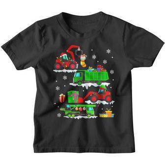 Construction Vehicle Christmas Red Trucks Winter Boys Kids V6 Youth T-shirt - Thegiftio UK