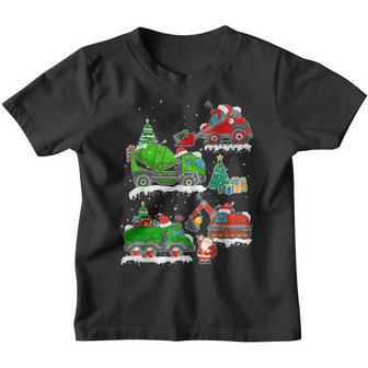 Construction Vehicle Christmas Red Trucks Winter Boys Kids V7 Youth T-shirt - Thegiftio UK