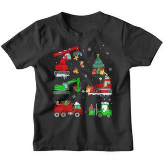 Construction Vehicle Christmas Red Trucks Winter Boys Kids V8 Youth T-shirt - Thegiftio UK