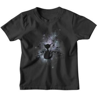 Cool Music And Cats - Cat Playing Piano - Music Note Lover Youth T-shirt - Thegiftio UK
