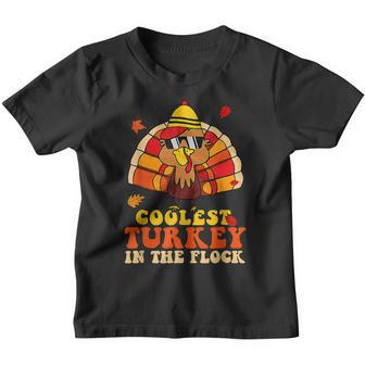 Coolest Turkey In The Flock Autumn Thanksgiving Groovy V2 Youth T-shirt - Thegiftio UK