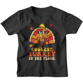 Coolest Turkey In The Flock Autumn Thanksgiving Groovy Youth T-shirt - Thegiftio UK