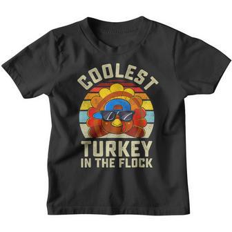 Coolest Turkey In The Flock Toddler Boys Kids Thanksgiving Youth T-shirt - Thegiftio UK