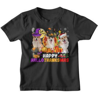 Corgi Dog Halloween Merry Christmas Happy Hallothanksmas V2 Youth T-shirt - Thegiftio UK