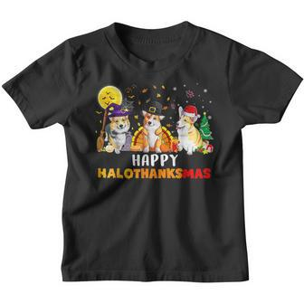 Corgi Dog Halloween Merry Christmas Happy Hallothanksmas Youth T-shirt - Thegiftio UK