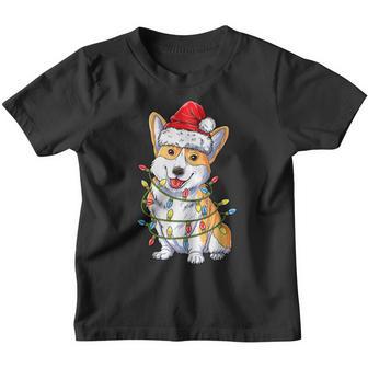 Corgi Santa Christmas Tree Lights Xmas Gifts Boys Kids Men Youth T-shirt - Thegiftio UK