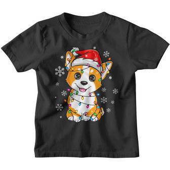 Corgi Santa Christmas Tree Lights Xmas Kids Men Women Youth T-shirt - Thegiftio UK