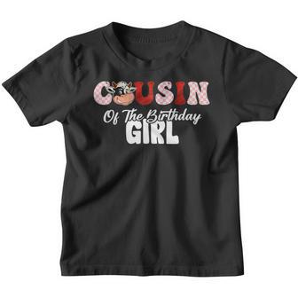 Cousin Of The Birthday Girl Farming Barnyard Birthday Cow Youth T-shirt - Thegiftio UK