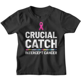Crucial Catch Intercept Cancer Pink Ribbon Breast Cancer Youth T-shirt - Thegiftio UK