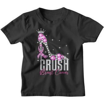 Crush Breast Cancer Awareness Bling Ribbon Women Girl Youth T-shirt - Thegiftio UK
